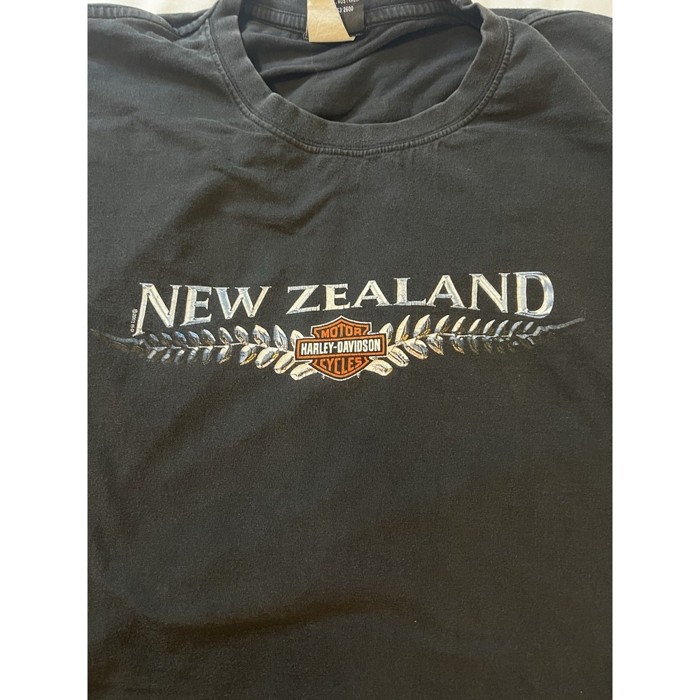 Vintage 2000s Harley Davidson Auckland New Zealand T-Shirt 2XL Black (161)